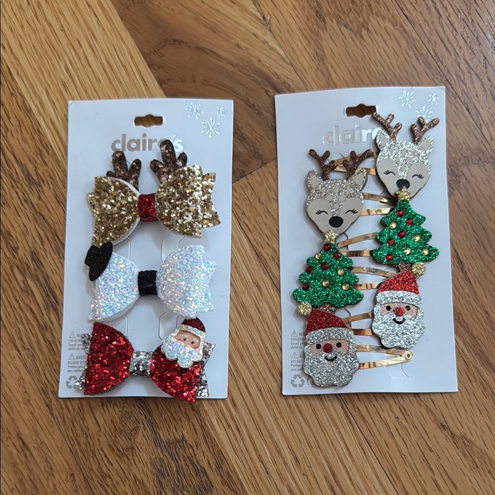 Holiday/Christmas Glitter Metallic Hair Clips (set of 2)